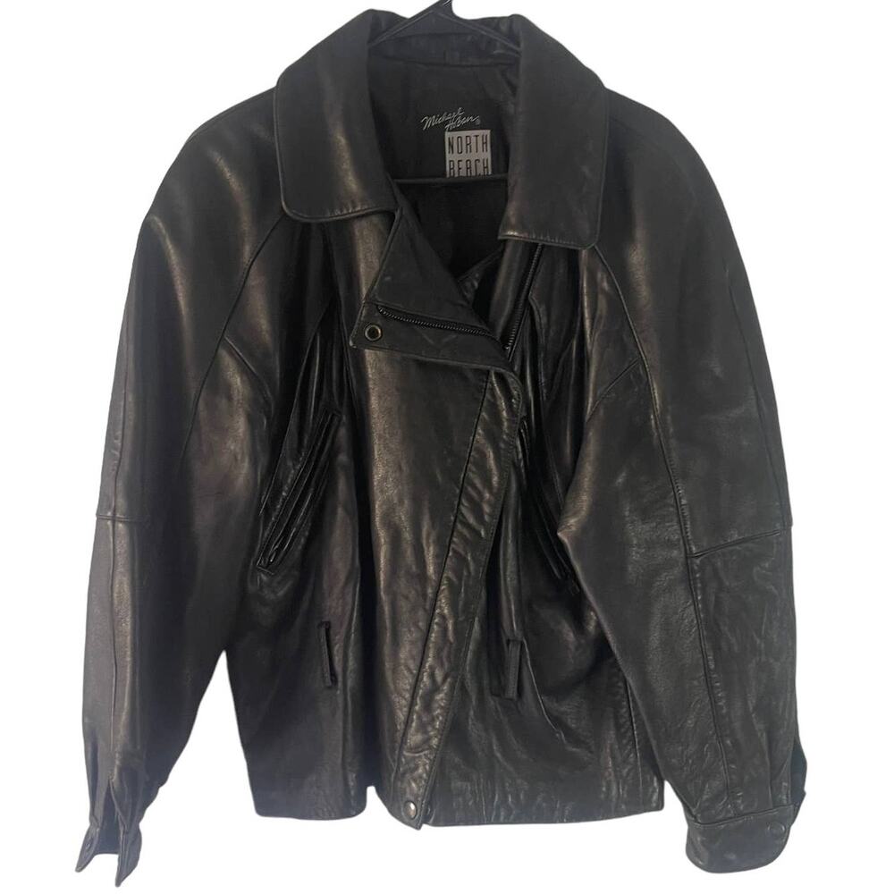 Michael Hoban Vintage 90s Men's Size XS Black Biker‎ Moto Leather Jacket